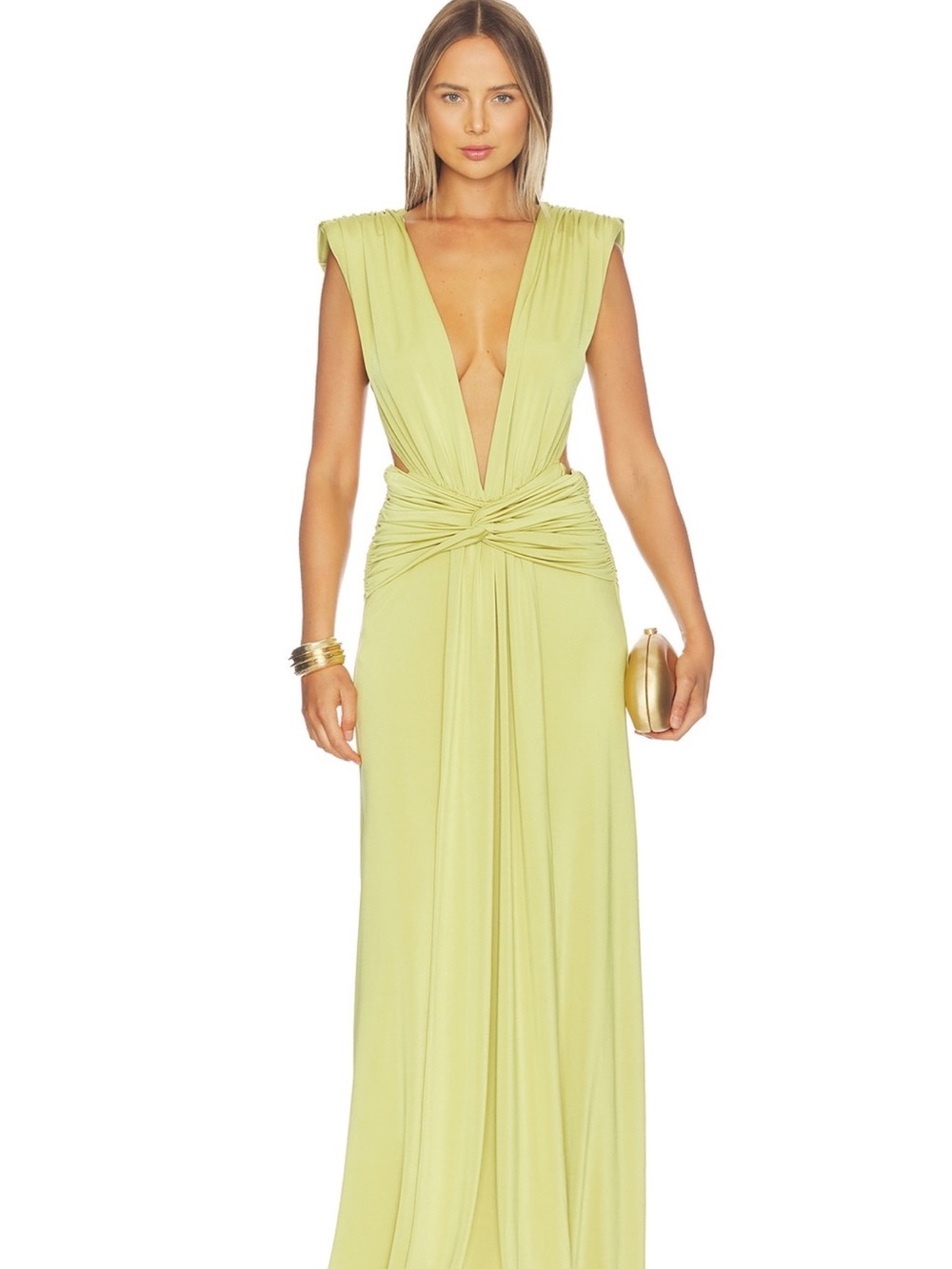 AWAVE Studio Green Plunge Maxi Dress